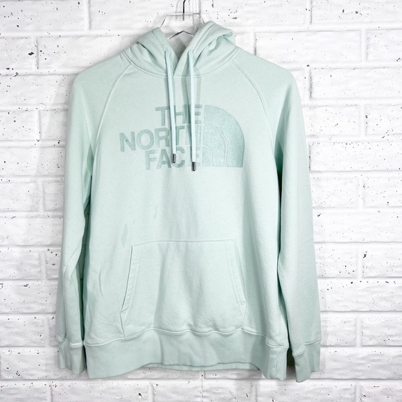 THE NORTH FACE Light Green Logo Hooded Sweatshirt - Picture 1 of 6